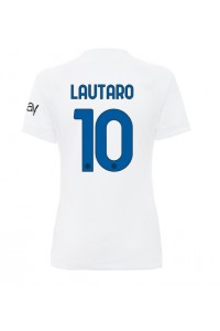 Inter Milan Lautaro Martinez #10 Jalkapallovaatteet Naisten Vieraspaita 2023-24 Lyhythihainen